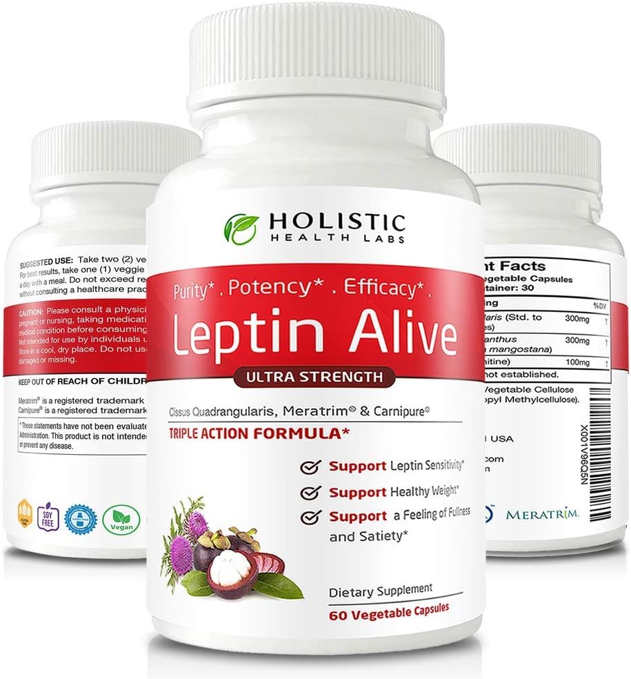 Holistický zdravotný Labs Maximum Leptin Hmotnosť Manažment pre ženy, Extra sila - MeraTrim, Carnipure a Cissus Quadrangularis Prírodný metabolizmus Podpora a Cravings Management. 60 Veggie kapsuly