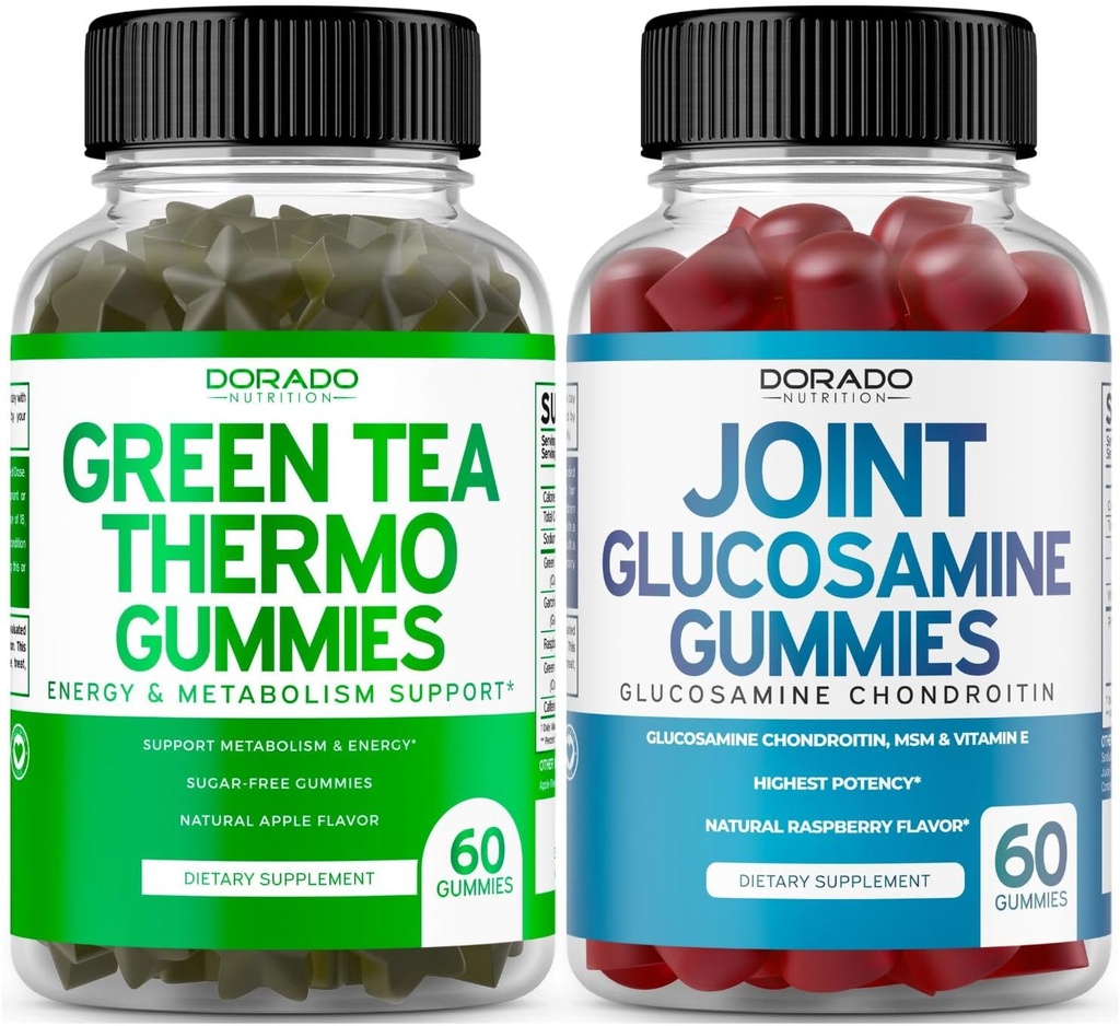 Zelený čaj spaľovač tukov Chudnutie (60 Gumies) Chudnutie Potláčadlo Chudnutie doplnok pre mužov a ženy a glukozamín Chondroitín Joint Supplement (60 Gróf) Spoločné doplnky pre dospelých