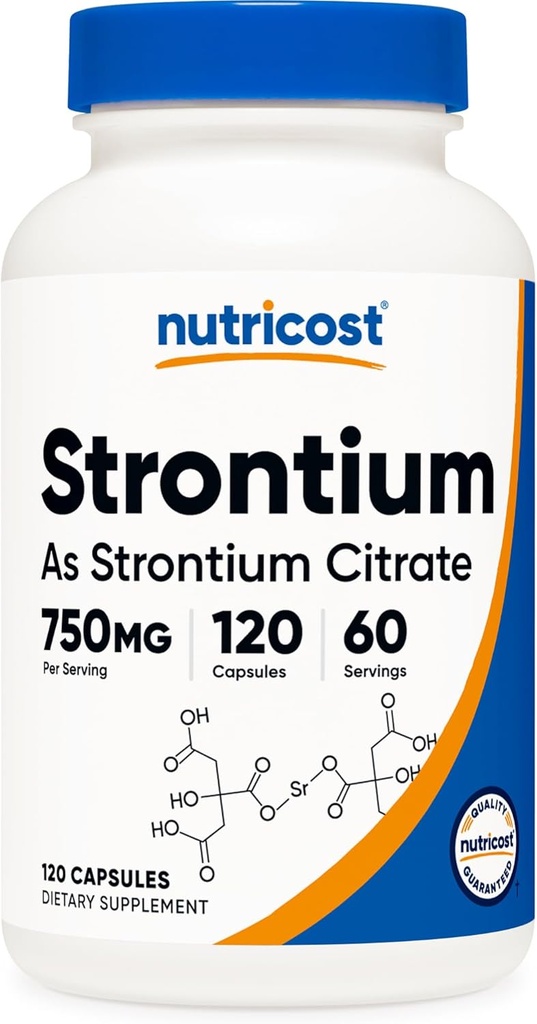 Nutricost Strontium Capsules 750mg, 120 Capsules - Vegetarian, Non-GMO, Gluten Free