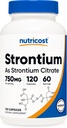 Nutricost Strontium Capsules 750mg, 120 Capsules - Vegetarian, Non-GMO, Gluten Free