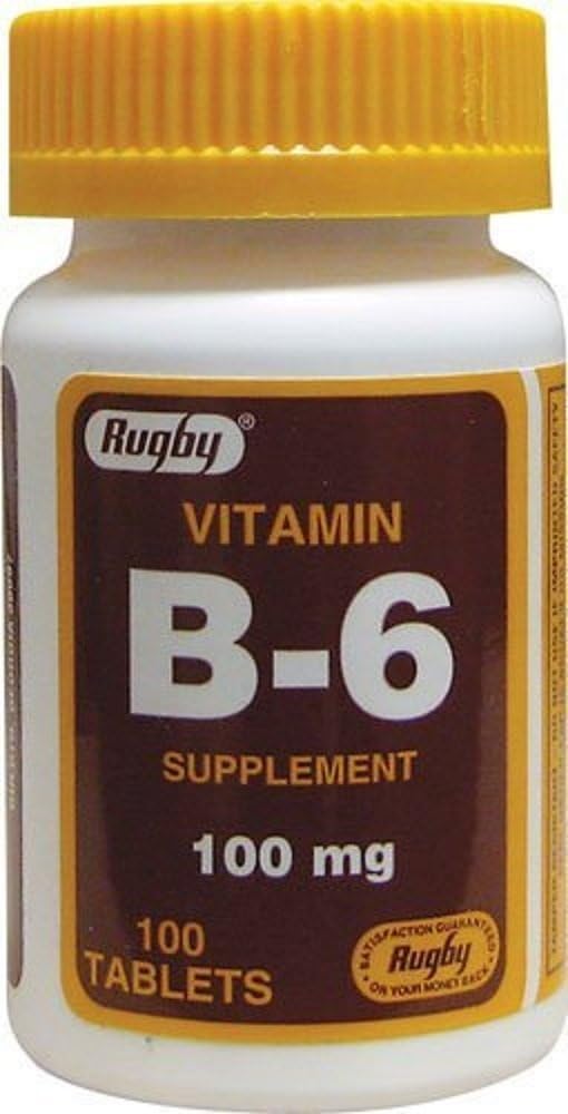 Rugby vitamín B-6 tablety, 100 mg, 100ct (3 balenia)
