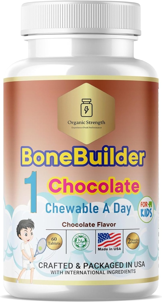 Deti Bone Builder 1 Žuvacia deň Halal vitamíny čokoláda chuť pre vek 4-12 60 slúži