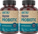 Deva Vegan Probiotiká s FOS Prebiotiká Supplement - 2 miliarda CFU so 100 MG prebiotík za obsluhu pre mužov a ženy - Non-Dairy Gluten Free - Prirodzene Policajt Stabilný - 90 kapsúl (dávka 2)