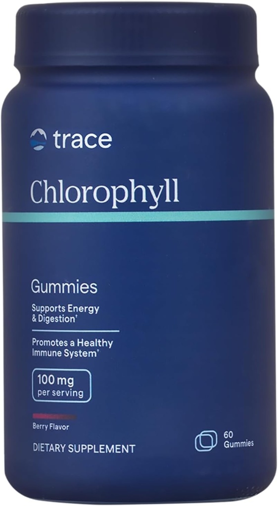 Stopové minerály Chlorofylové guličky, 100 mg - Podporuje zdravé trávenie, imunitné a kožné zdravie - Prírodná energia a bunková funkcia Formula s maximálnou absorpciou - Berry Flavor, 60 Gummies (30 servings)