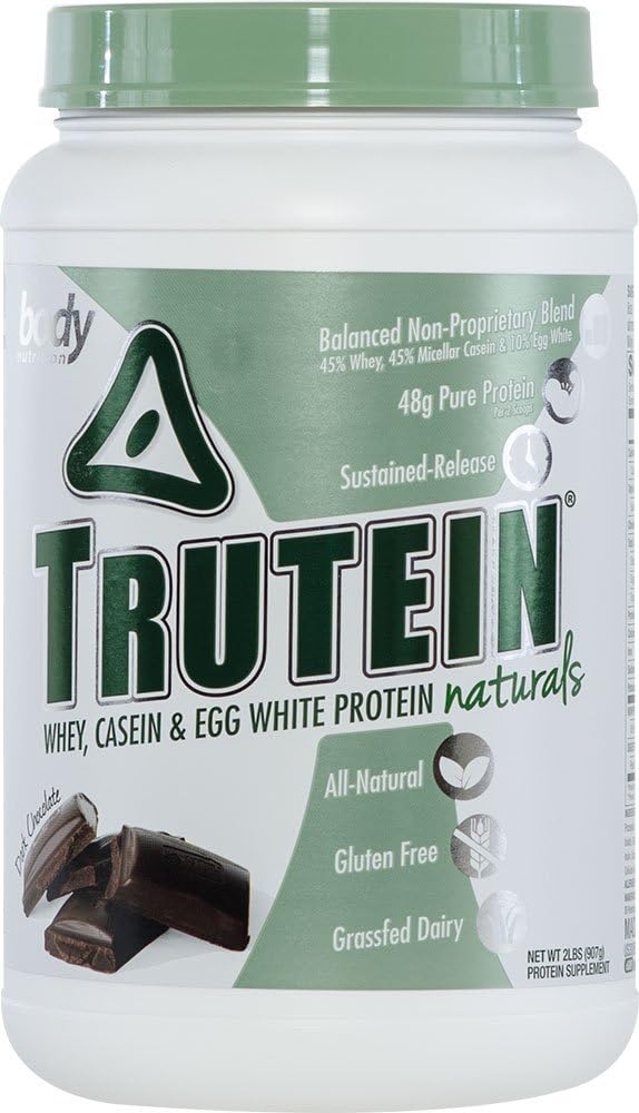 Powder Body Nutrition Protein - Trutein Naturals Dark Chocolate 2lb Srvátka, Casein & Egg White - Natural Low Carb Keto Friendly Drink - Lean Muscle Builder, chudnutie, cvičenie, zotavenie