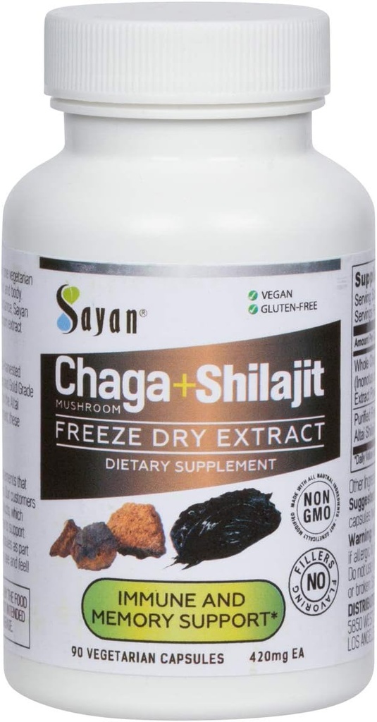 Sayan Sibírsky Chaga Mushrom Extract s Shilajit 90 Kapsule / 420mg ea.