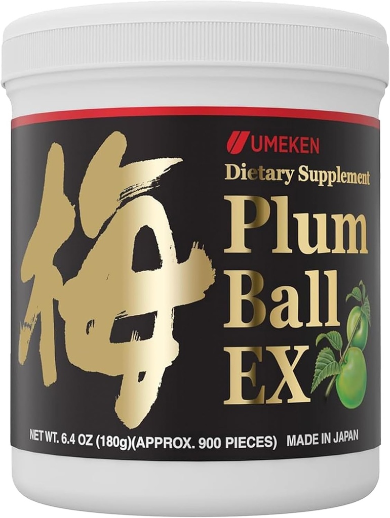 Umeken Plum Ball EX, koncentrovaný extrakt s antioxidantmi, kyselinou citrónovou a mumefurálnou, denný doplnok, japonský zelený Plum extrakt, 3 mesiace dodávky, 6,4oz, 180g fľaše, balenie po 1