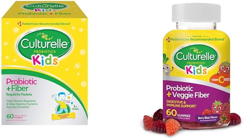 Culturele Kids Probiotic + Fiber Pakets 60 Počet a denné probiotické Gummies 60 Počet - Tráviace a imunitné zdravie