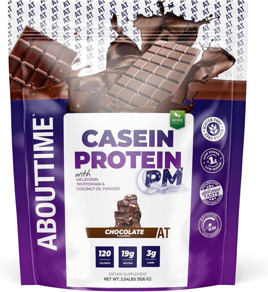 O čase Casein Protein Chocolate, 19g Protein, Nighttime Recovery Formula, Žiadne umelé sladidlá, žiadne rastové hormóny