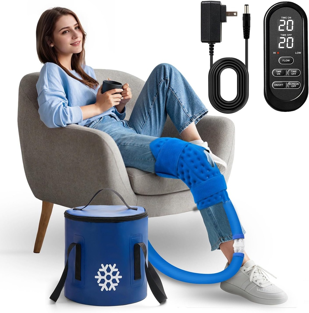 Cold Therapy Machine, Ice Machine for Knee Care After-chirurgia, Knee Replacement Equipment Aids Pack, Kryoterapia systém w/Compression Wrap Pad pre Ankle, Foot, ACL Relief