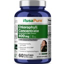 NusaPure Chlorofyl 200:1 extrakt, 400 mg ekvivalent 80 000 mg 60 Veggie Caps (Ekvivalentný 80000 mg na obsluhu, non-GMO, Vegan) meďnatý chlórfylín sodný