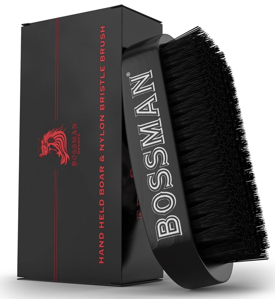 Bossman Brad kefka pre mužov - ručne držaná bór a Nylon Bristle kefka - detangling kefka pre brada a starostlivosť o vlasy