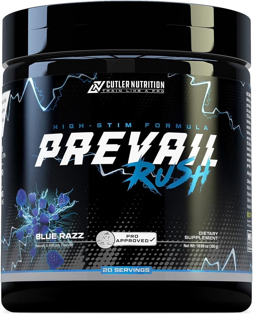 Cutler Nutrition High Stim Pre Cvičenie Powder Prevail Rush Preworkout pre mužov a ženy pre intenzívne čerpadlá energie a sústrediť sa s kofeínom NO3T Betaine a Dynamine 