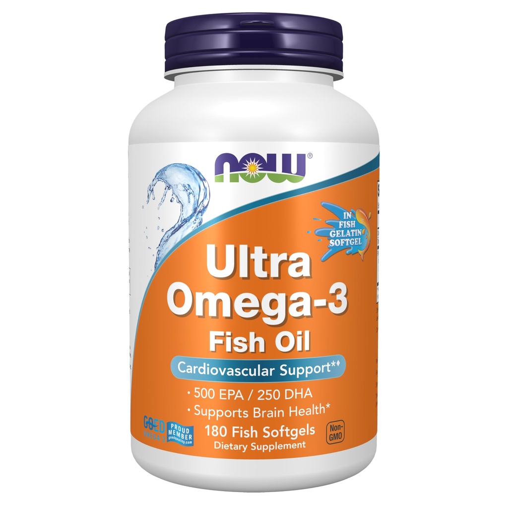 TERAZ Potraviny Doplnky, Ultra Omega-3, 500 EPA a 250 DHA, Kardiovaskulárna podpora*, 180-Fish Želatína Softgels