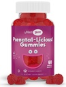 Maxi Health Ženské organické prenatálne Gummy - Košer Cherry Ochutené pre Natal Gummy - prenatálne vitamíny pre ženy s kyselinou listovou a železo pre vývoj plodu, 60 Počet