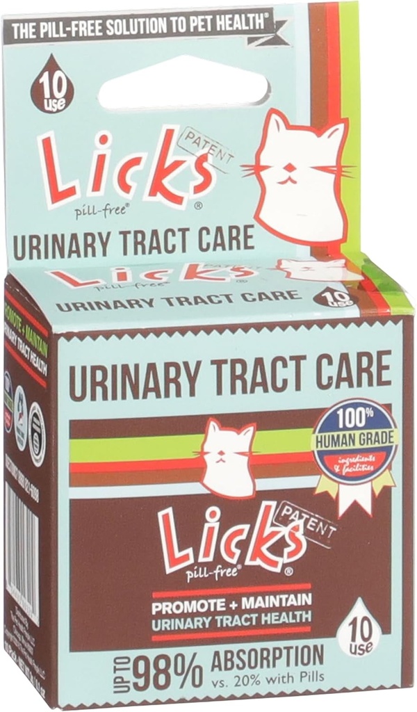 Licks Pill-free Cat Urinary Tract Care - Cat UTI Care and Prevention Gel Pakets - Urinary Tract Infition Supplement for Mačky - Omega 3 Fish Oil and L-Lysine Supplement - Gel Pakets - 10 Použitie