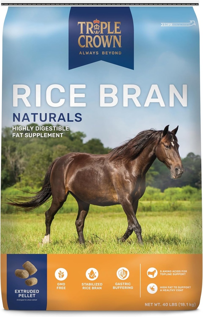 Triple Crown Rice Bran, Rice Bran for Horses, Horse Weight Supplement, 40 libier