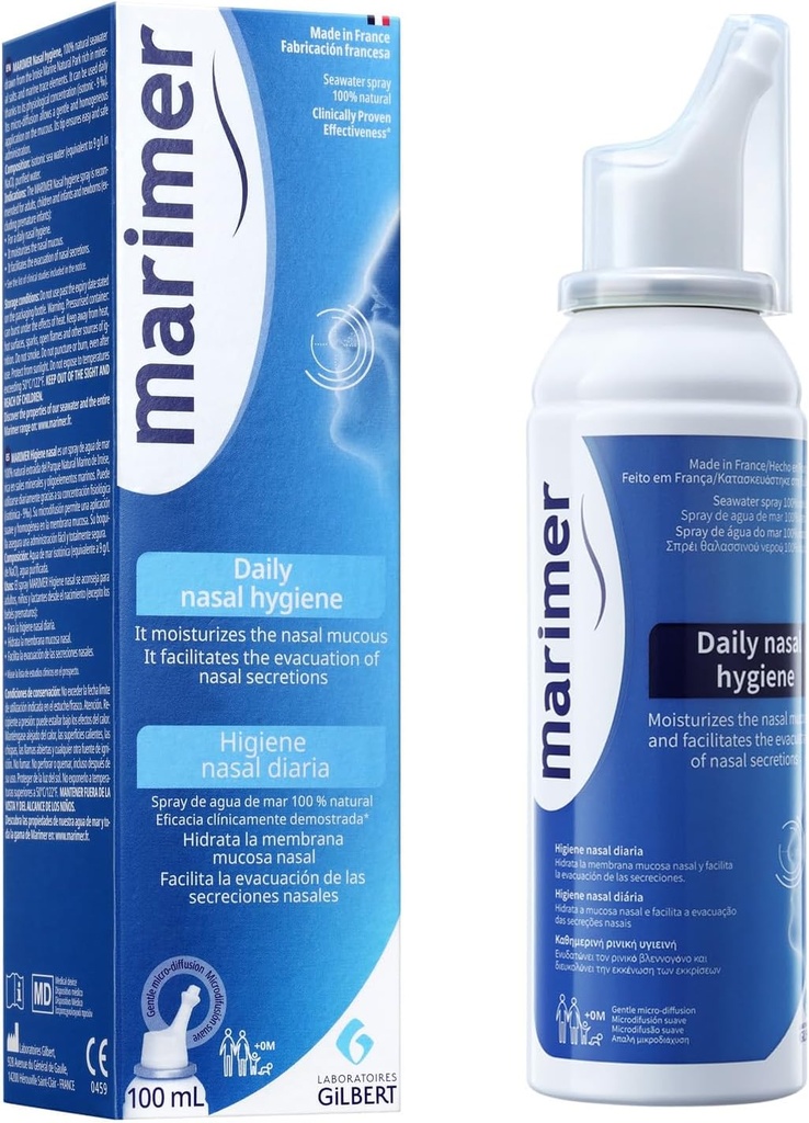 Denná slaná všetka prírodná morská voda nosový sprej, Sinus Rinse & Sinus Alergy Symptom Reliever 3,38 FL OZ (100 ml)