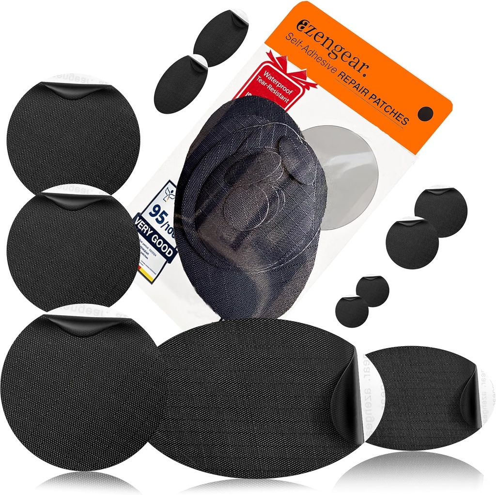 aZengear Repair Patches - vodeodolný, Self-Adhesive, Tear-Cold-Heat-Resistant Polyester tkaniny na opravu dolná bunda, Puffer, Snowsuit, Shoe, Stan, PVC, Oblečenie, Čalúnenie (čierna)