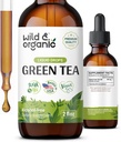Wild & Organic Green Tea Extract Liquid Drops - Antioxidant Supplement - Natural Green Tea Supplements w/Camelia Sinensis - Vegan, Cukor a alkohol-free Tinture - 2 fl oz