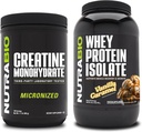 NutraBio Creatin Monohydrát, Neochutené, 500g a srsť proteín izolát, Vanilla Caramel, doplnok Bundle - svalová energia, Lean svalového rastu, zotavenie, a sila
