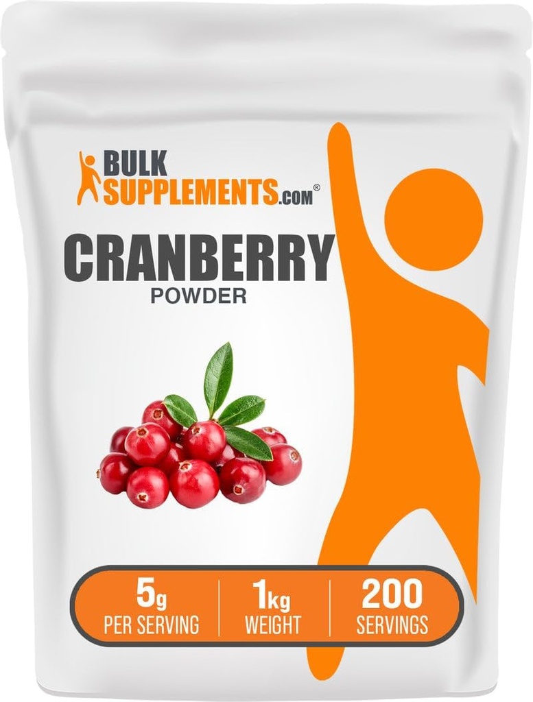 BulkSupplementments.com Brusnicový prášok - brusnicové doplnky pre ženy a mužov, brusnice sušené vzduchom - nesladené a bez lepidla, 5g na porciu, 1kg (2,2 lbs) (pack of 1)