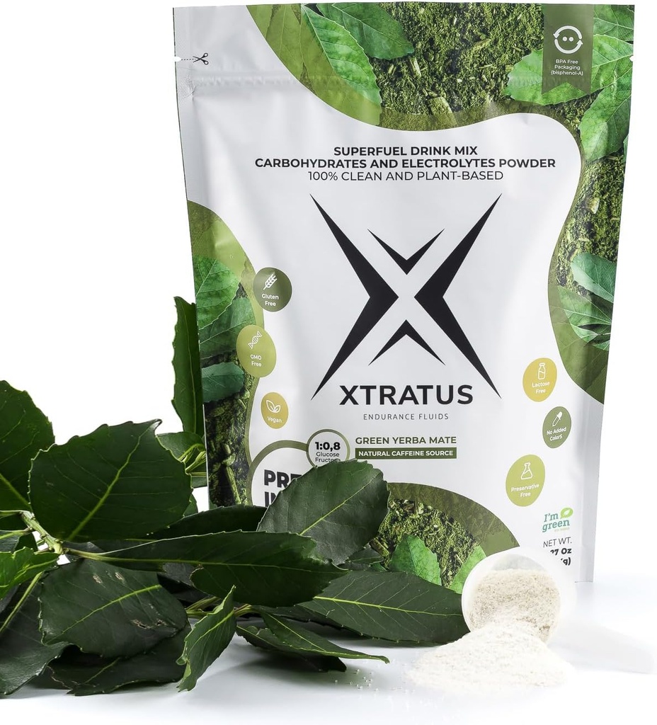 Zelený Mate (Caffeine) - Športová energia Nápoj s uhľohydrátmi a Electrolytes. Prírodný zdroj kofeínu. Pre a intra tréning 100% Natural. 35,27Oz.