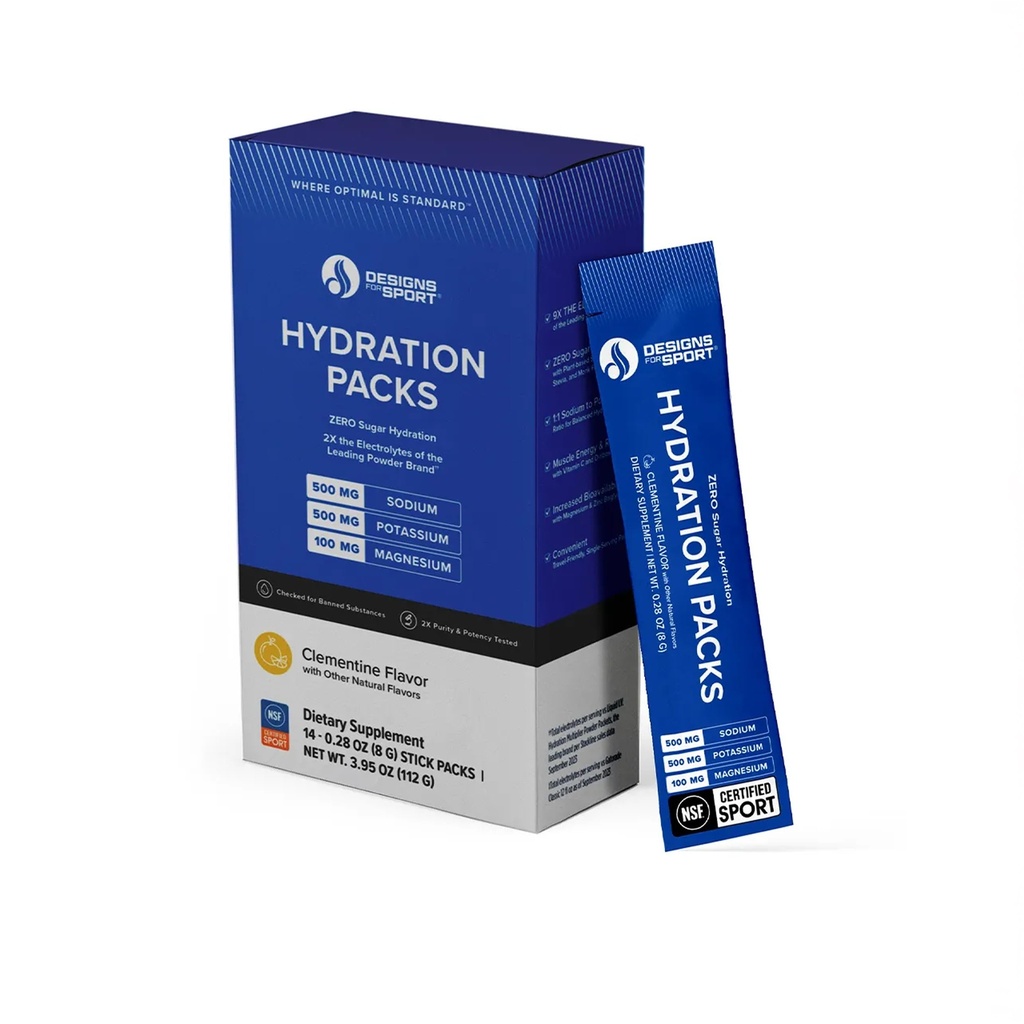 Dizajny pre športové hydratačné balenia - Zero Sugar Electrolyte Drink Mix - S D- Ribóza, Essential Minerals & Vitamín C - NSF Certified Sport - Atletická hydratácia prášok - Clementine Flavor - 14 Pakety