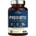 Probiotické 60 miliárd 19 Kmene s organickým prebiotikom pre mužov a ženy, Tráviace a imunitné zdravie, Stabilné uchovávanie políc, bez GMO žiadne mliečne výrobky, 60 Vegan Caps