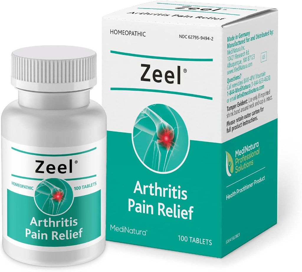 MediNatura Zeel Homeopatická podpora pomáha uľaviť bolesti a svrbenie okolo kĺbov - Arnica + 14 Aktívne prírodné zložky - 100 tabliet