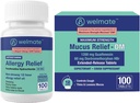 WELMATE celkové respiračné zdravie Bundle: Alergická úľava Fexofenadín HCl 60 mg (100 Ct) 12-hodinové antihistaminiká + maximálna sila hlienu úľava DM 1200 mg Guaifenezín & 60 mg DXM (100 Ct)
