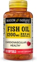 MASON NATURAL Fish Oil 1,200 mg Omega-3 360 mg - zdravé srdce, podporuje obehové funkcie, zlepšenie kardiovaskulárneho zdravia, 120 Softgels
