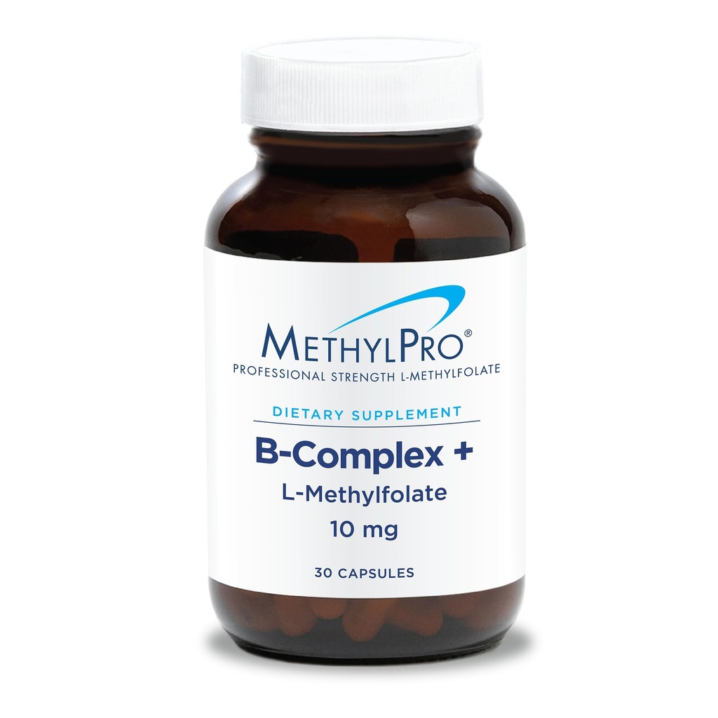 MetylPro B- Complex + L-metylfolát 10 mg - Metylovaný vitamín B komplex pre ženy a mužov, podpora bunkovej energie s folátom, niacínom a biotínom, doplnok VIT B - 30 vegánskych kapsúl
