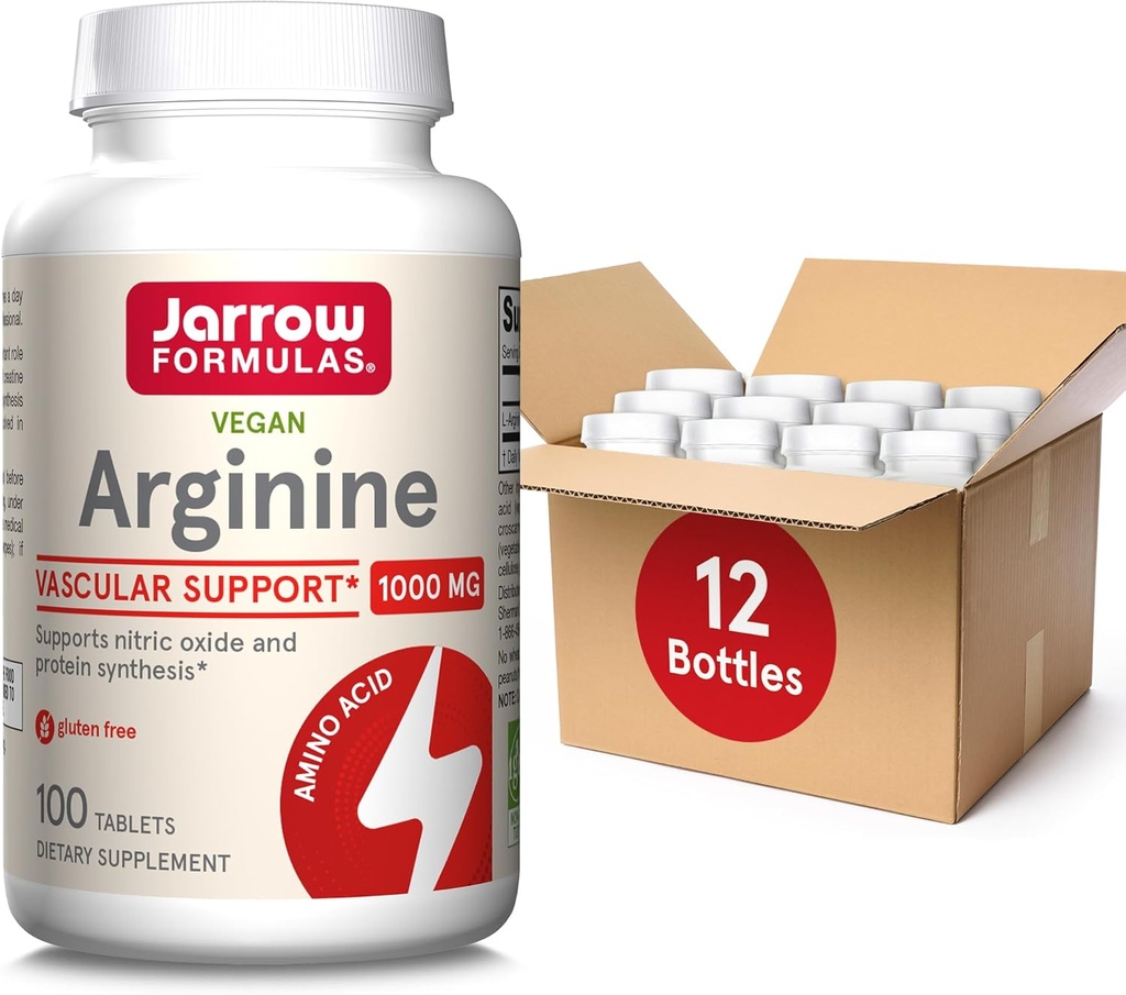 Jarrow Formuly arginín 1000 mg, Diétny doplnok, podporuje výrobu oxidu dusnatého, podporuje syntézu bielkovín, 100 tabliet, Až 100 Day Supply (Stock of 12)