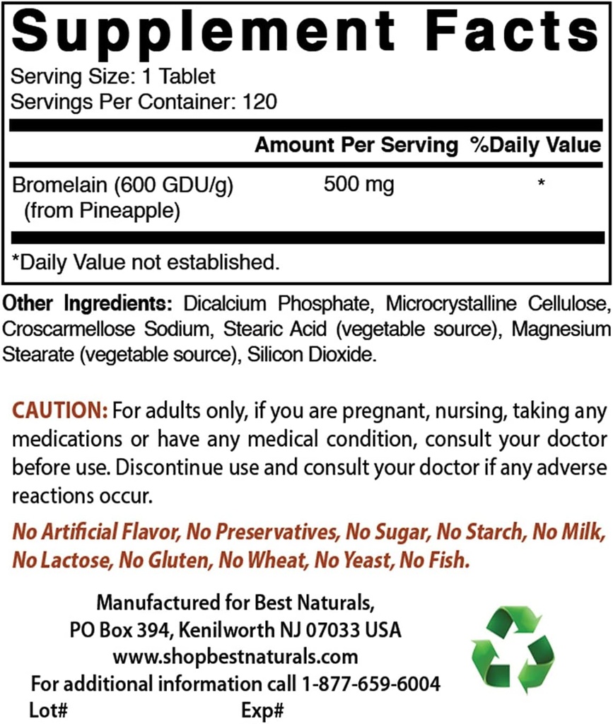 Najlepšie Naturals Hypromelain 500 mg & Quercetin 1000 mg