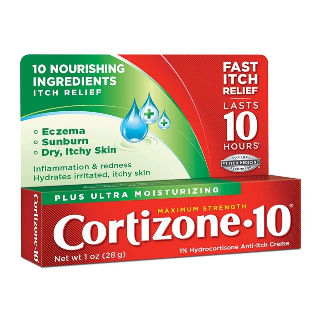 Cortizone-10 Anti-Itch Creme Plus liečiace zvlhčovače, maximálna sila, 1 oz.