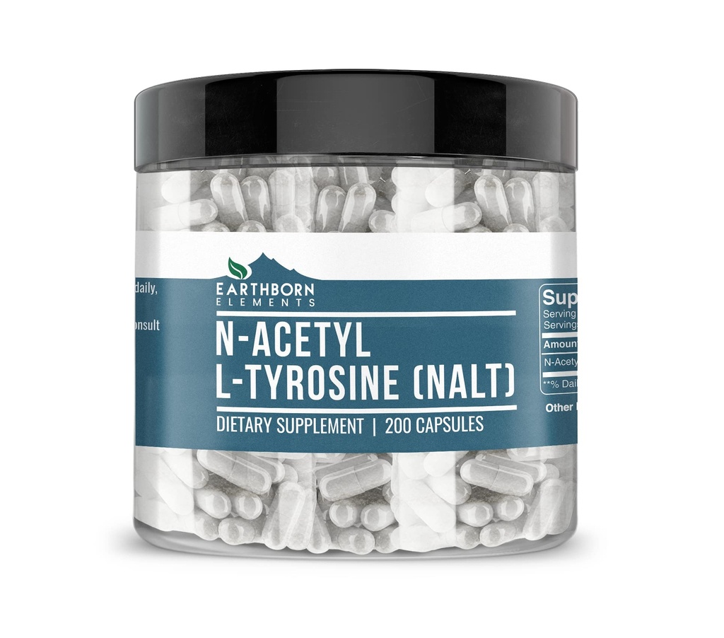 Elementy N-acetyl-L-tyrozín (NALT) 200 kapsuly, čisté a nezriedené, žiadne doplnkové látky