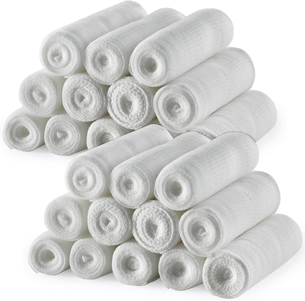 MEDca Gauze Bandage Rolls - (24 balenia) 4 in x 4.1 Yards per roll, Medical Grade Stretch obväzy pre obliekanie všetky typy rany a prvej pomoci Kit (4-inch, 24 ks)