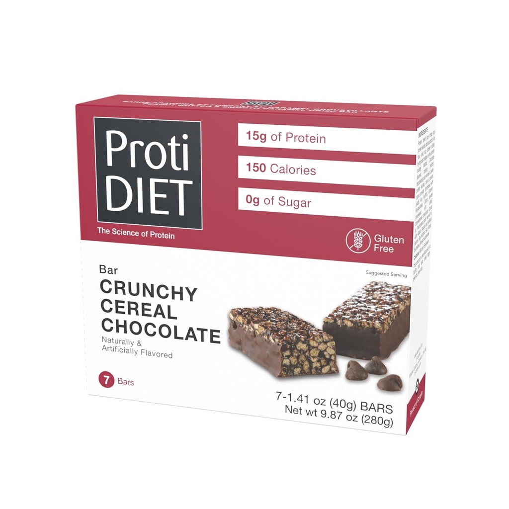 ProtiDIET Lepidlo zdarma Kruhové cereálie Čokoládové Fiber Proteínové tyčinky - Vysoké Bielkoviny, Dokonalé On-the-Go Nutrition Snacks na podporu zaneprázdnený a aktívny životný štýl - 7 Bielkoviny Bary na box