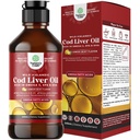 Iceland Wild Caught Cod Liquid Liquid Liquid - Fish Oil Drops with Omega 3, EPA, DHA, Vitamín D & A - Liquid Cod Pečeň Supplement for Heart, Joint, Brain & Immune Support - 240 ml (8 ounce)