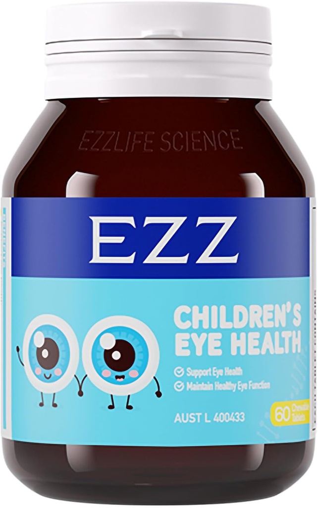 EZZ Detské zdravie očí, Essential Eye Vitamíny Lutein a Zeaxantin, Relief of Visual Function and Enhance Eyesight, Natural and Free of Additives, 60 Easy-to-Chew
