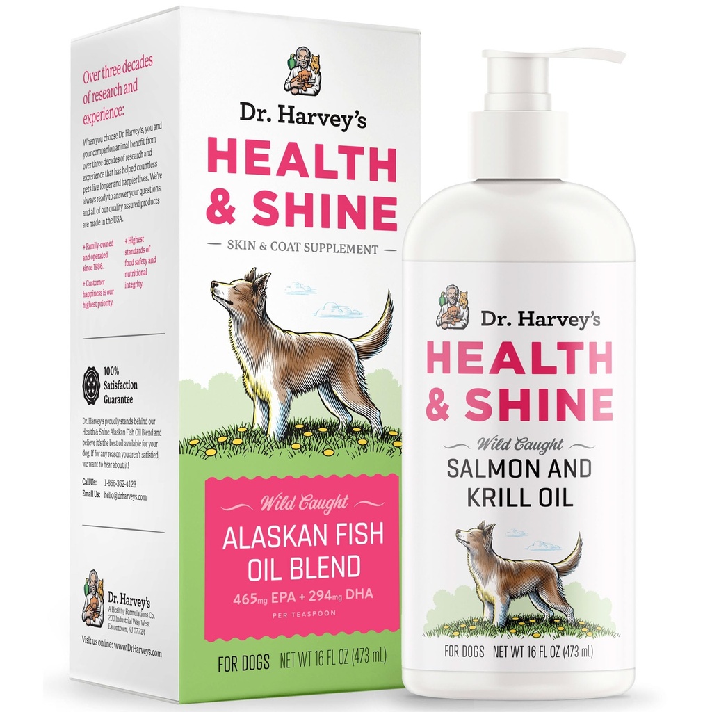 Dr Harvey's Health & Shine Aljašský rybí olej zmes pre psy - podporuje zdravé srdce, mozog, a oči (16 fl. oz.)
