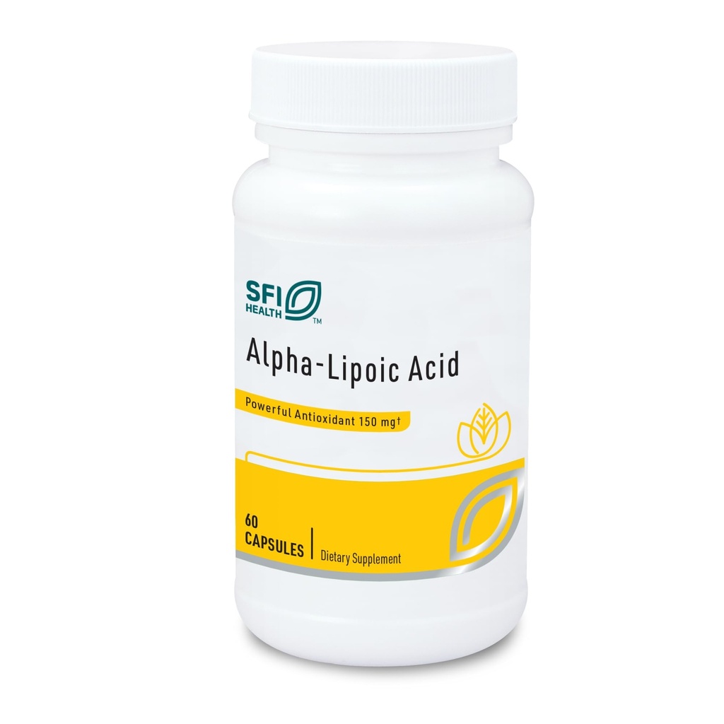 Klaire Labs SFI Health Alpha-Lipoic Acid 150mg - ALA doplnok na podporu pečeňovej detoxikácie, Antioxidant podpora - Hypoalergénne a bez kukurice (60 kapsúl)