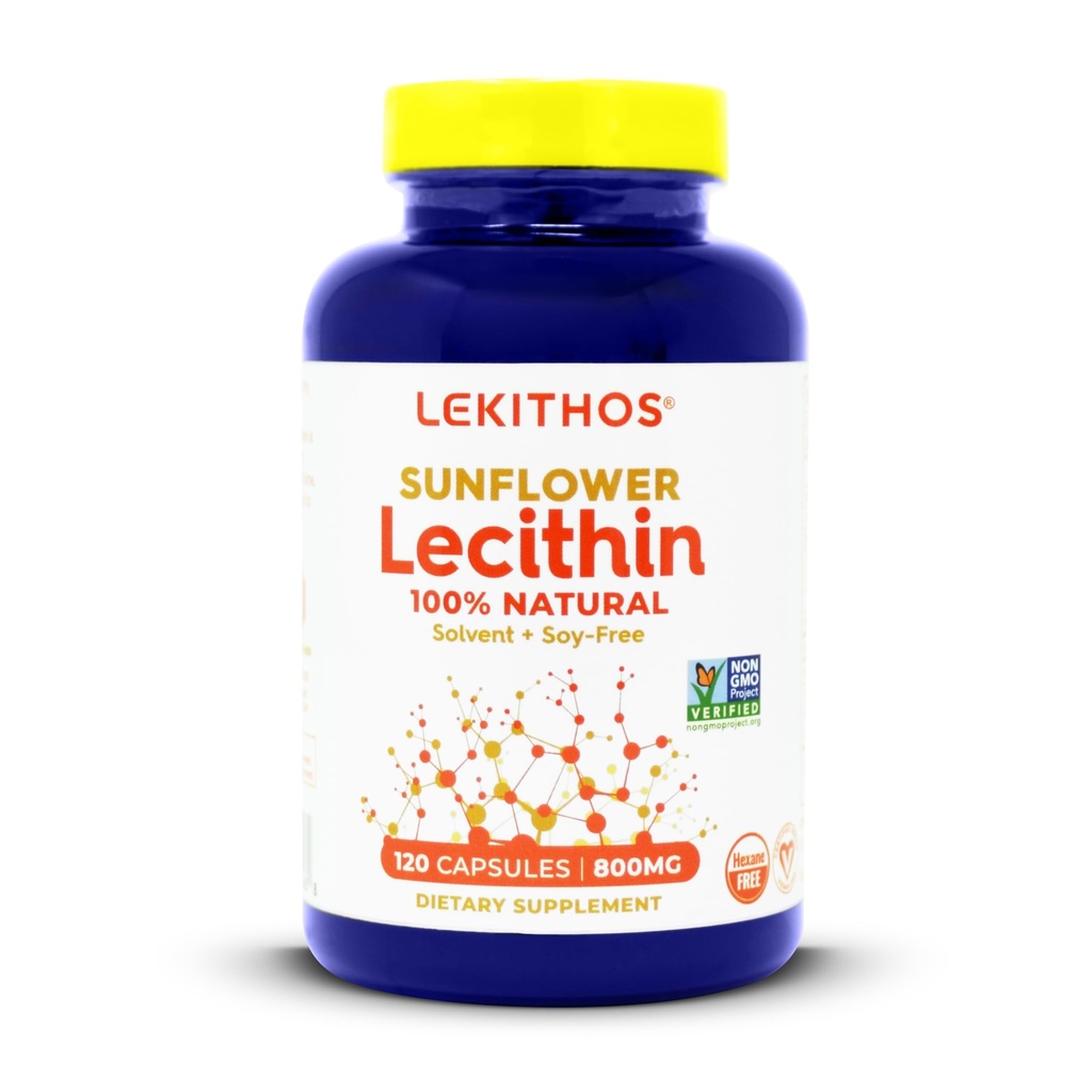 100% All-Natural Slnečnica Lecithin Kapsule,1600mg Lecithin Supplement pre Muži a ženy, 120 Gróf Softgel Kapsule. Skvelé pre podporu laktácie! Stlačené za studena, Vegan a NeGMO