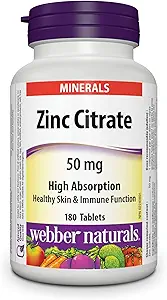 Webber Naturals Zinok Citrát 50 mg, 180 tabliet