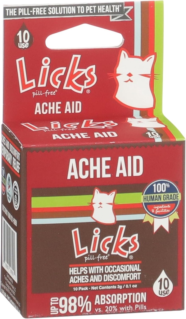 Licks Pill-free Cat Ache Aid - Turmerica a zázvor Cat Doplnky - Mačka zdravie Dodávky a úľava od bolesti - Gélové pakety - 10 Použitie