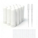 12 Sedí esenciálny olej Aromaterapia Tubes Inhalátor Sticks Prázdne nosové inhalátory (12 Kompletné tyčinky) + 2 Polyetylénové pipety