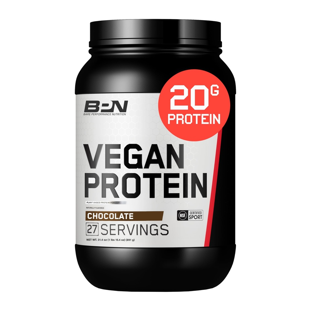 BARE VÝKON NUTRITION Vegánsky proteín, rastlinný proteín, pekanový proteín, vodný melón a tekvicový proteín, prirodzene sladené a ochutené (27 porcií, čokoláda)