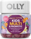 OLLY Kids Multivitamín & Probiotic, Limited Edition, Podpora trávenia, Vitamíny A, D, C, E, B, Zinok, Žuvacie doplnky, cukor Plummy - 40ct
