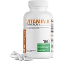 Vitamín K Trojitá hra (vitamín K2 MK7 / vitamín K2 MK4 / vitamín K1) Komplex plného spektra Vitamín K doplnok, 180 kapsúl